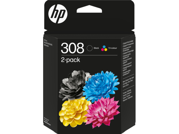 HP 308 Black/Tri-Color Original Ink Cartridge Combo 2-Pack