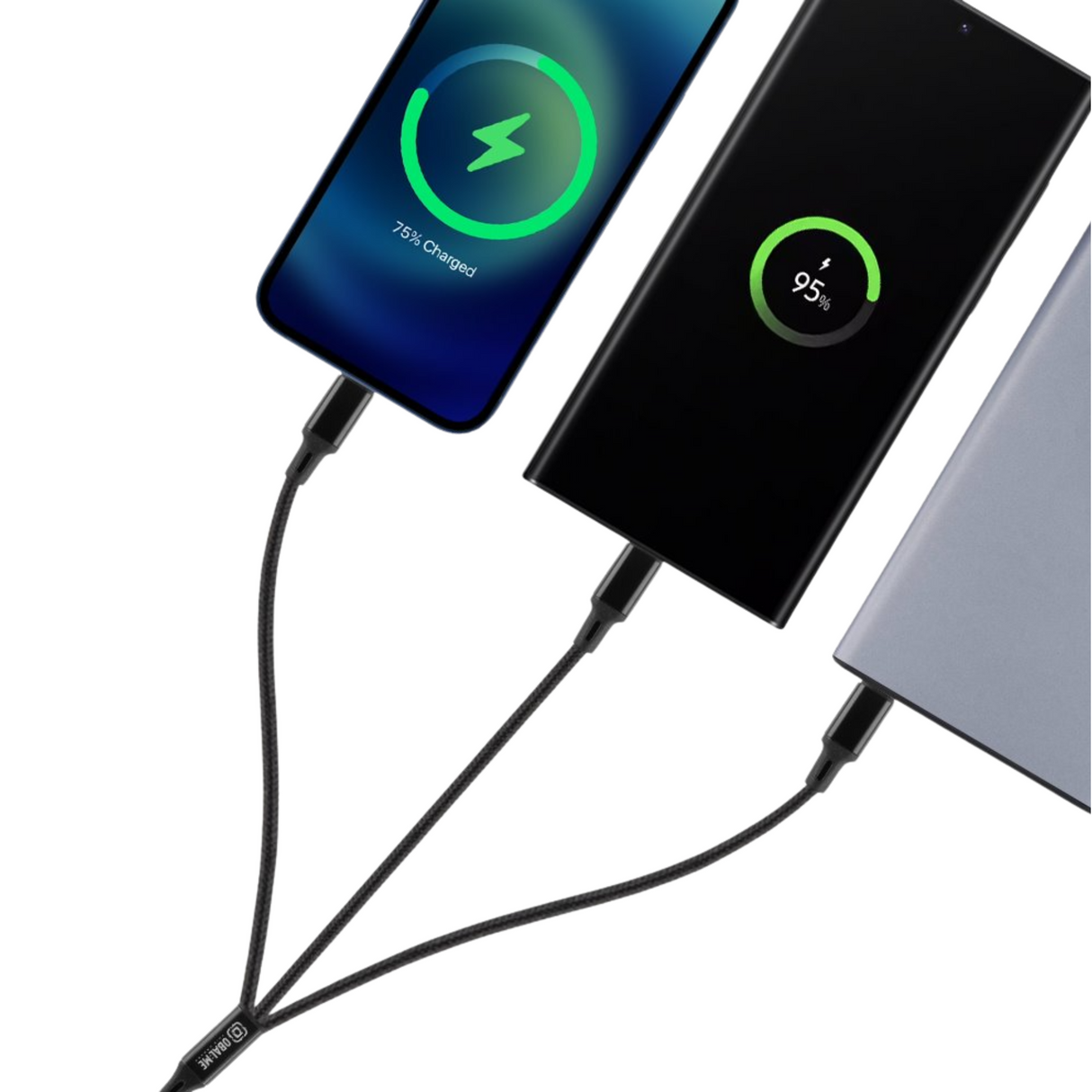 OBAL:ME 3in1 AllConnect Fast Charge USB-A/USB-C, Lightning, Micro-USB Cable 1.2m Black