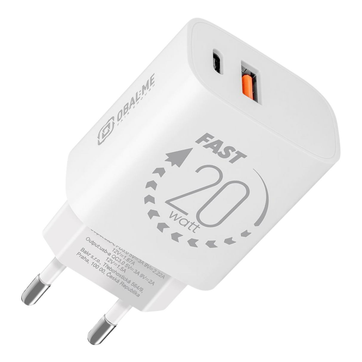 OBAL:ME Wall Charger USB-A + USB-C 20W - White