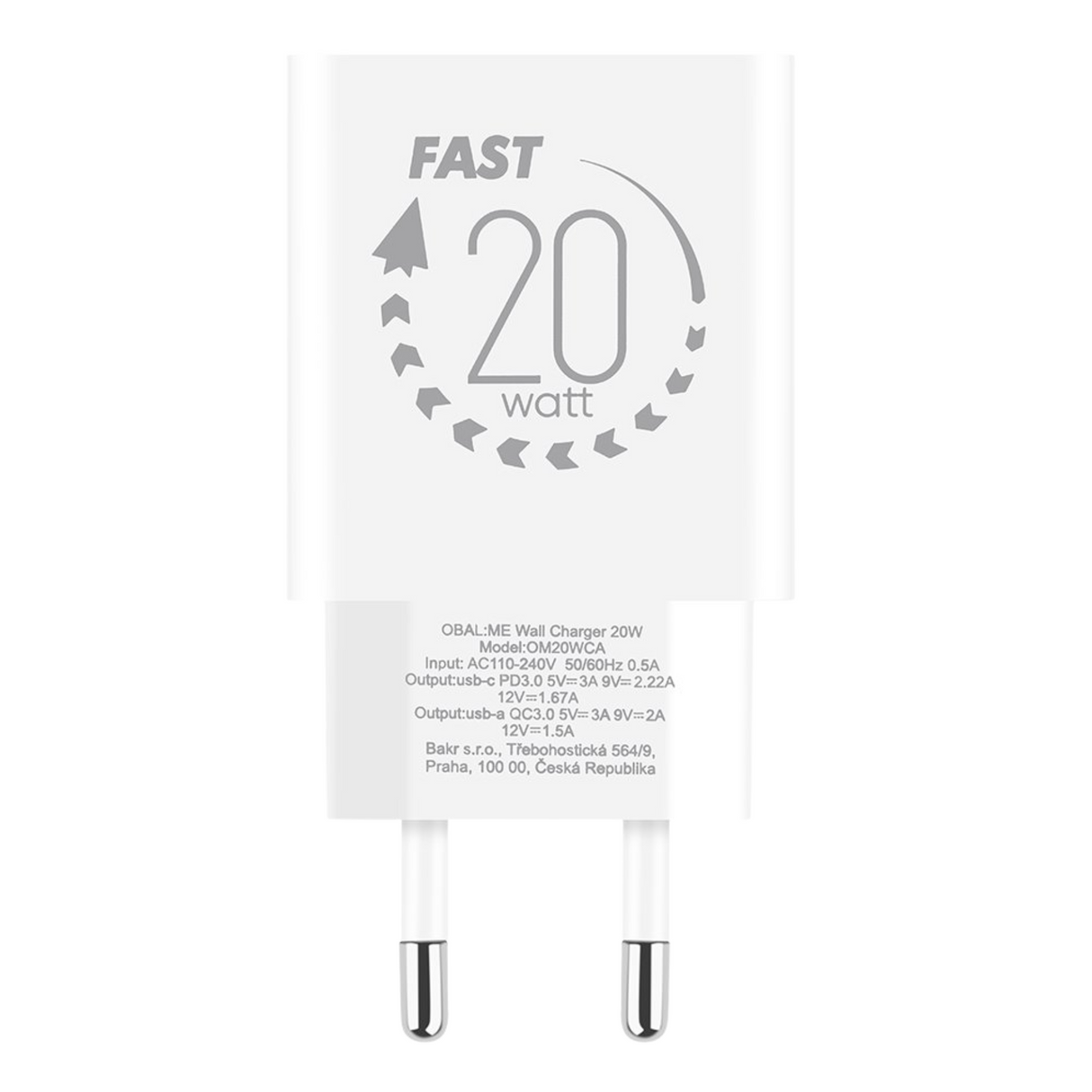 OBAL:ME Wall Charger USB-A + USB-C 20W - White