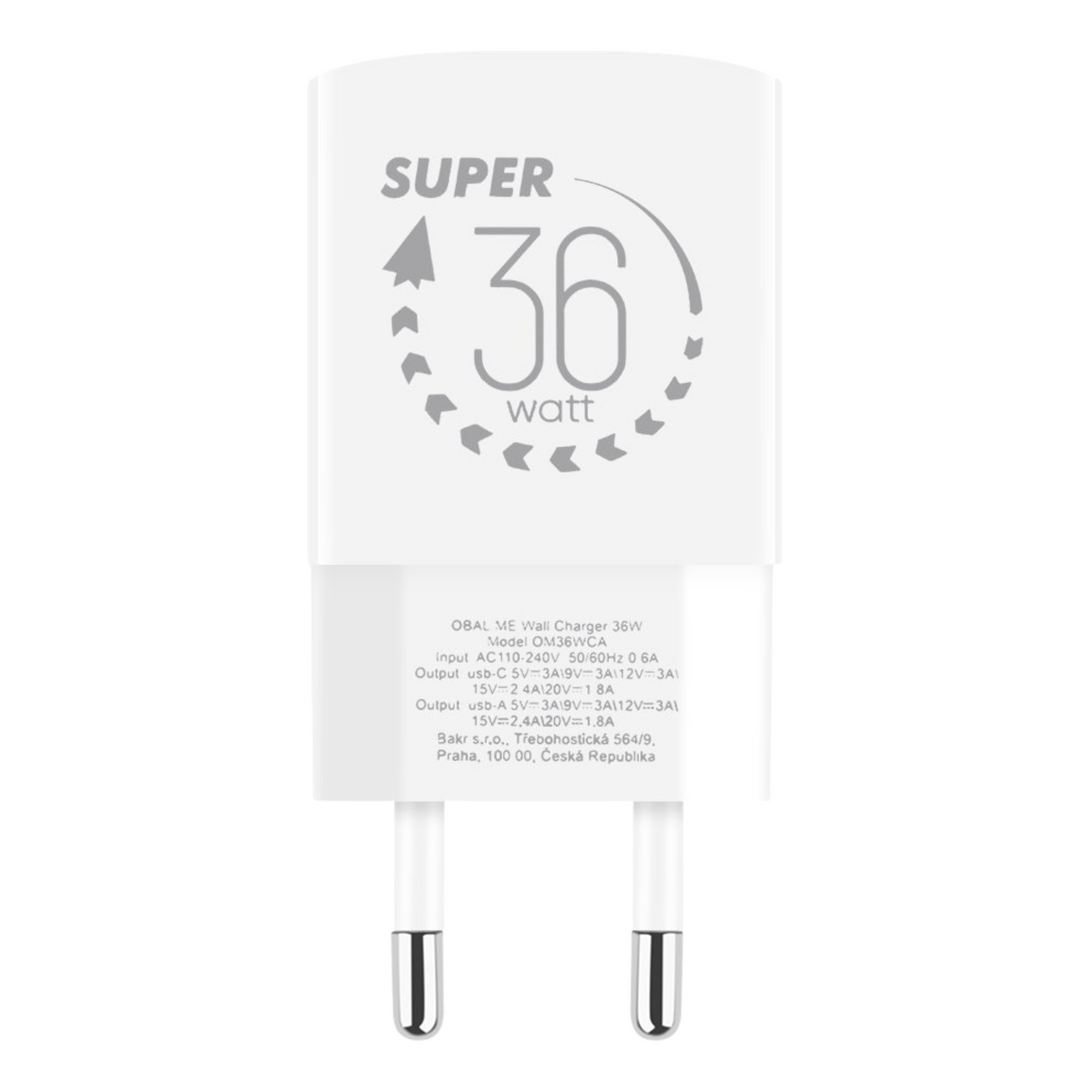 OBAL:ME GaN Wall Charger USB-A + USB-C 36W White