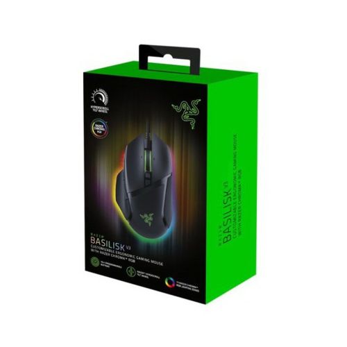 Razer Basilisk V3 Wired Gaming Mouse 10+1 knap, 26000 DPI, RGB, sort EU
