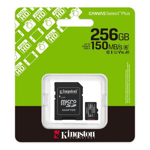 Kingston MicroSD Card Canvas Select Plus 256GB Klasse 10 + Adapter (SDCS3/256)