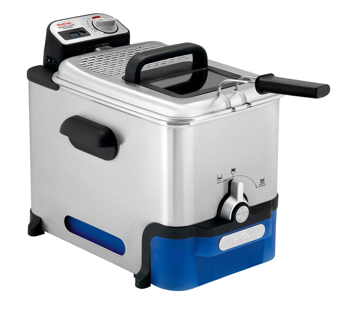 Tefal Oleoclean Pro Inox & Design FR8040 Enkelt 3,5 L 2300 W Sort, Rustfrit stål