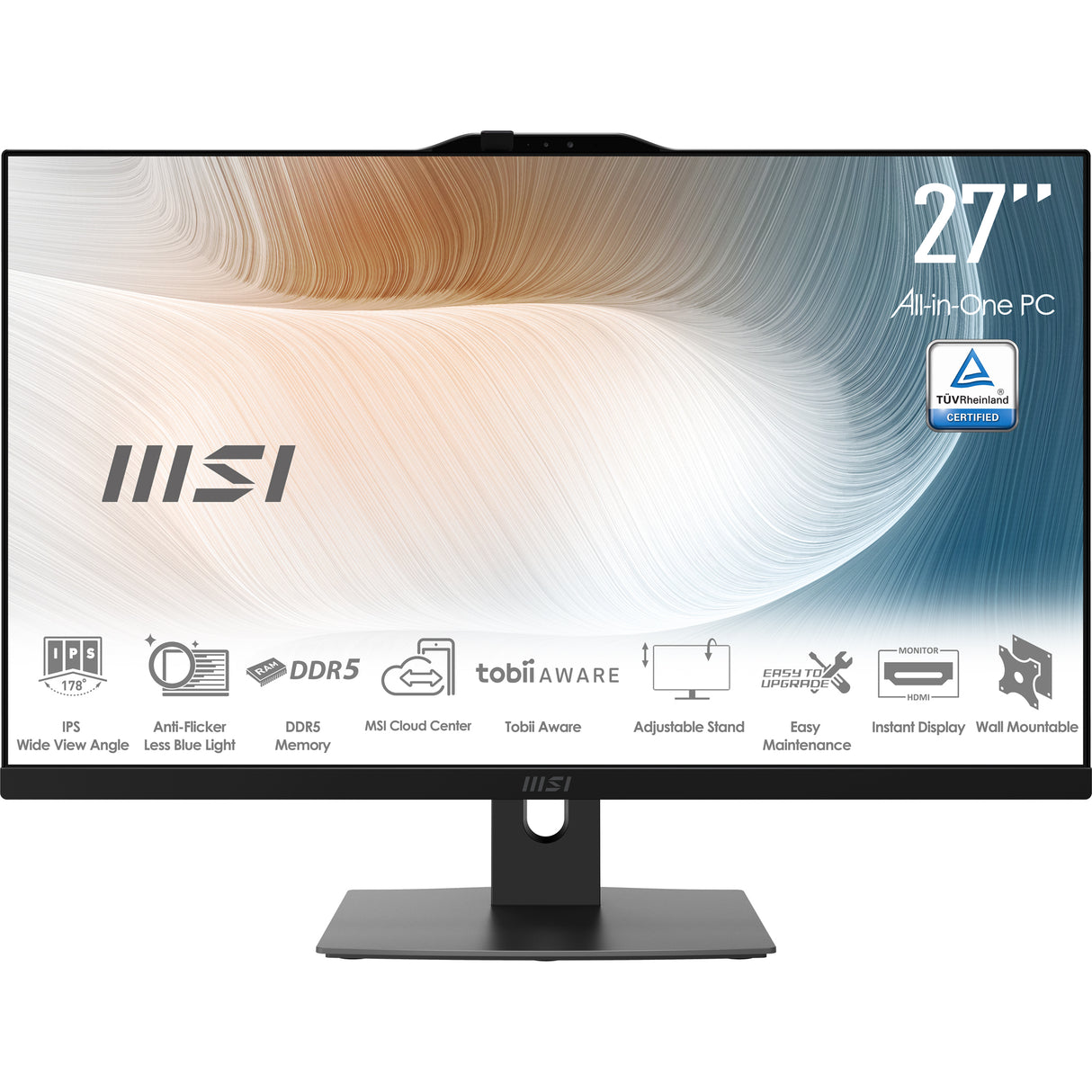 MSI Modern AM272P 1M-1293XEU All-in-One PC Intel Core 5 120U 68,6 cm (27") 1920 x 1080 pixel 16 GB DDR5-SDRAM 512 GB SSD Wi-Fi 6E (802.11ax) Sort