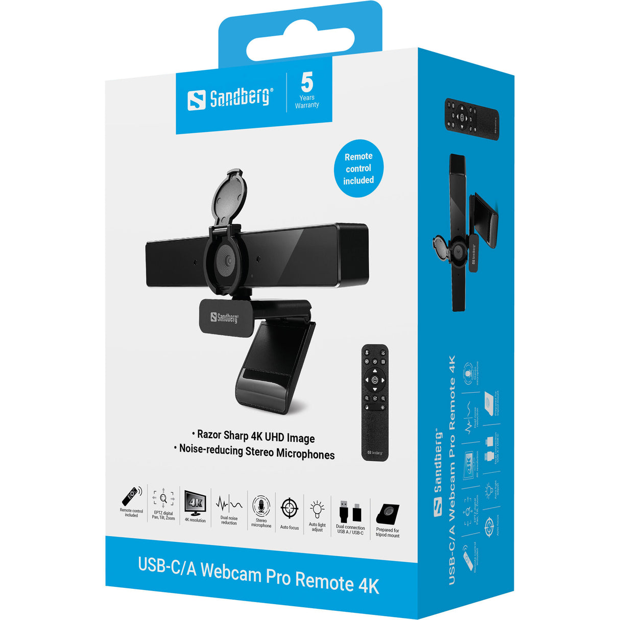 Sandberg 134-45 webcam 8 MP 3840 x 2160 pixel USB Sort