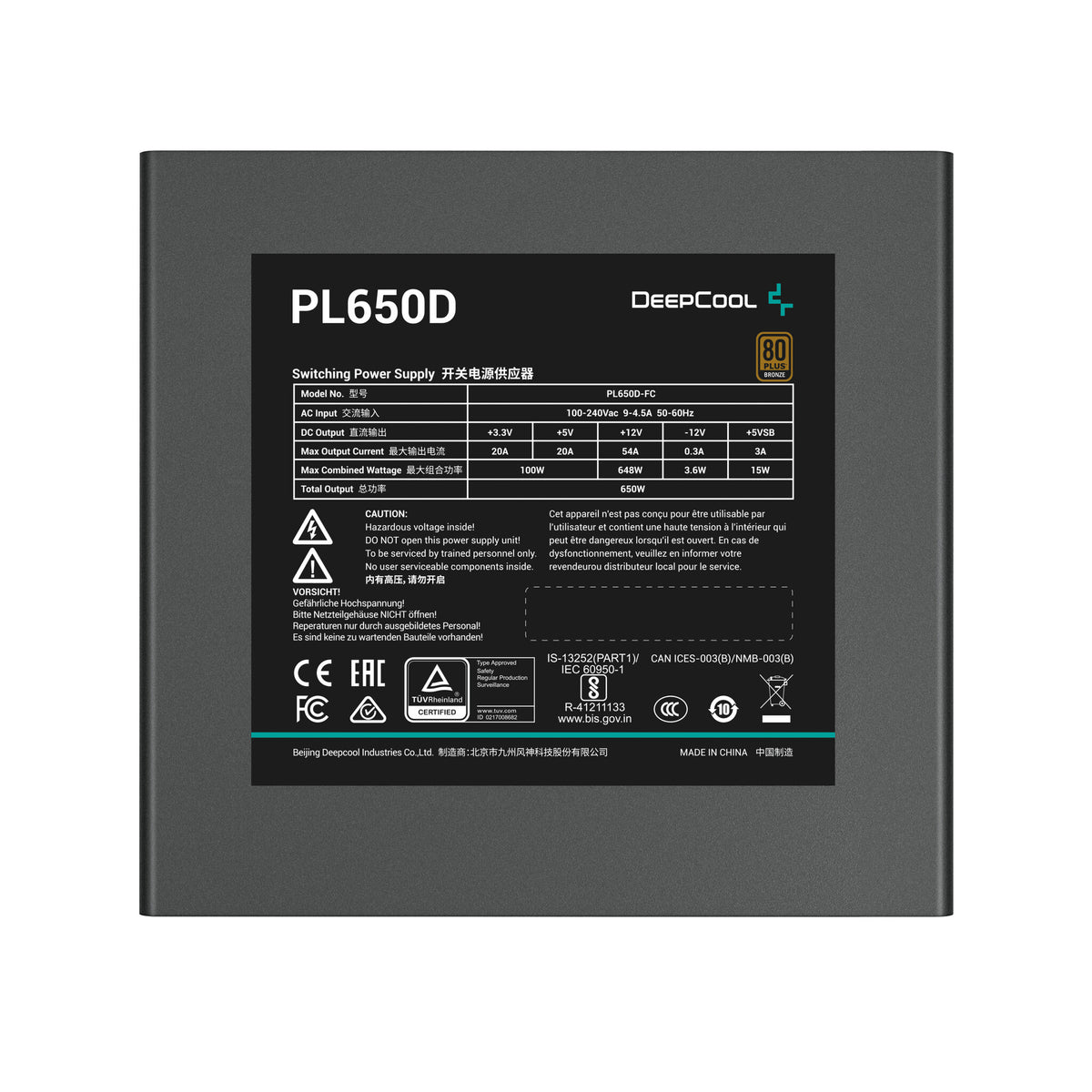 DeepCool PL650D enhed til strømforsyning 650 W 20+4 pin ATX ATX Sort