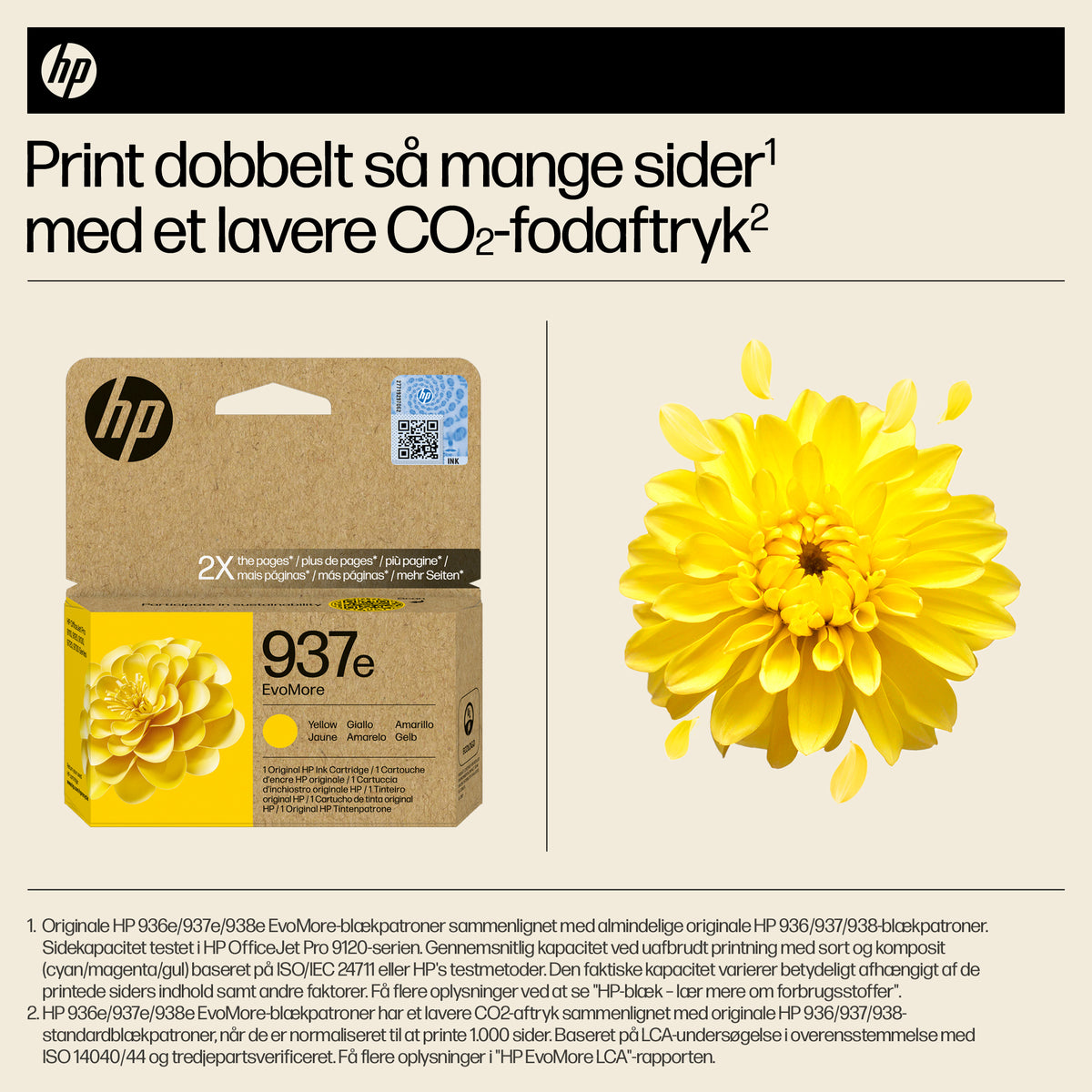 HP 937e EvoMore Gul 1650 sider Blæk