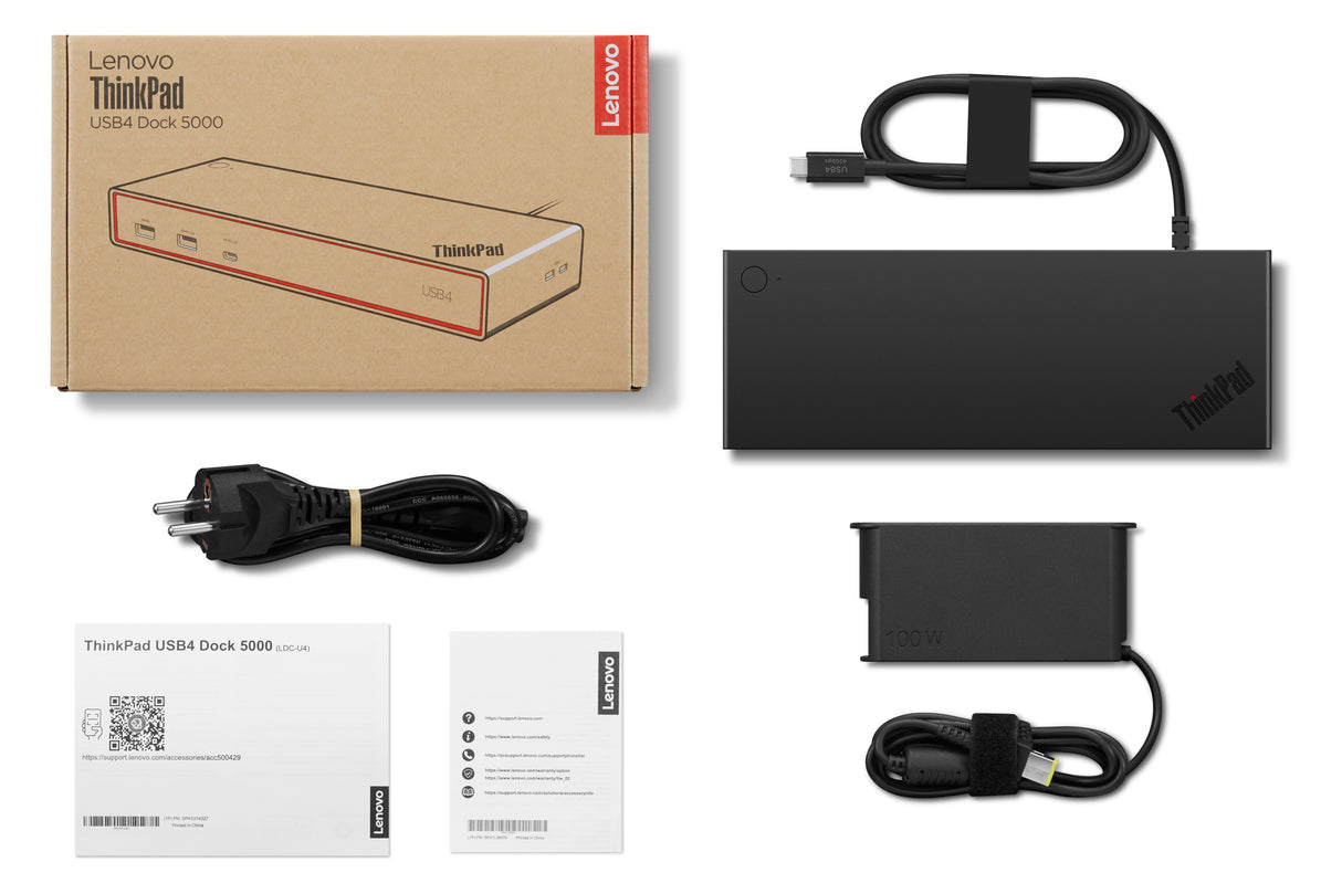 Lenovo ThinkPad USB4 Dock 5000 Ledningsført Thunderbolt 4 Sort