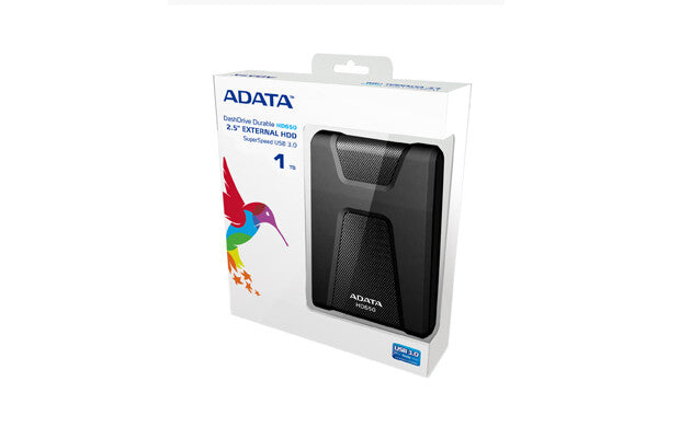 ADATA DashDrive Durable HD650 ekstern harddisk 1 TB 2.5" USB 3.2 Gen 1 (3.1 Gen 1) Sort