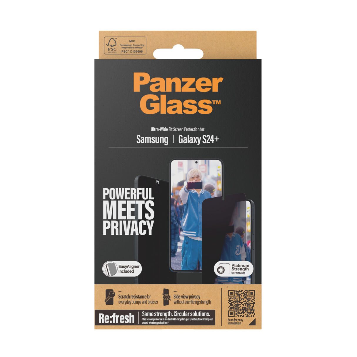 PanzerGlass ® Privacy Skærmbeskyttelse Samsung Galaxy S24+ | Ultra-Wide Fit m. EasyAligner