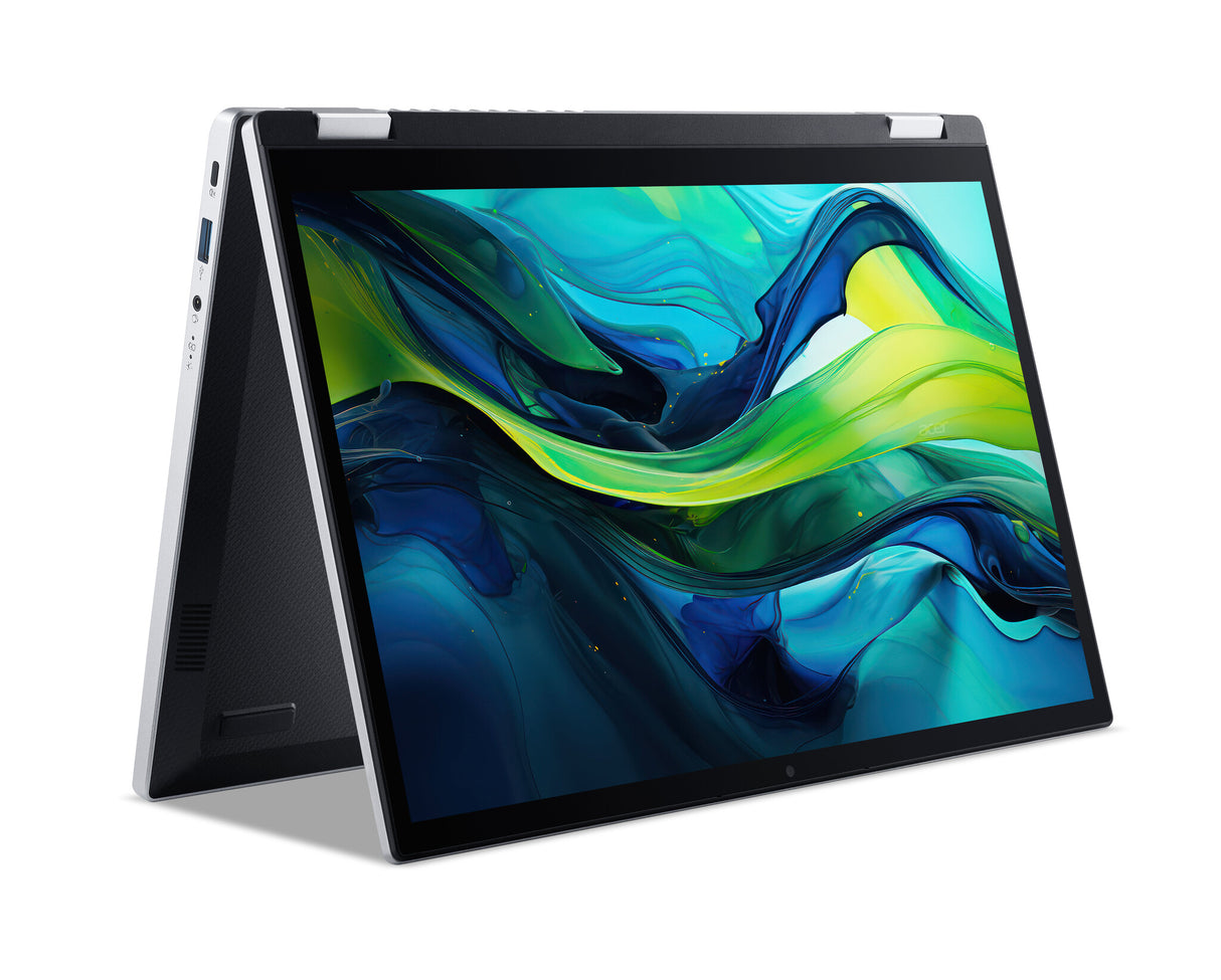 Acer Aspire Go Spin 14 AGSP14-31PT-338B Intel Core 3 N355 Hybrid (2-i-1) 35,6 cm (14") Berøringsskærm WUXGA 16 GB LPDDR5-SDRAM 512 GB SSD Wi-Fi 6 (802.11ax) Windows 11 Home Sølv
