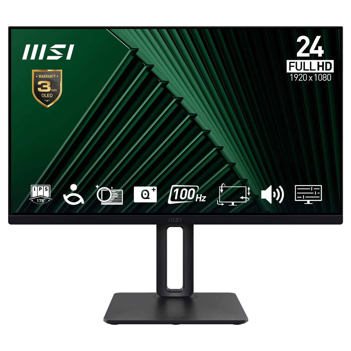 MSI PRO MP245PG 24 1920 x 1080 (Full HD) VGA (HD-15) HDMI DisplayPort 100Hz Pivot Skærm
