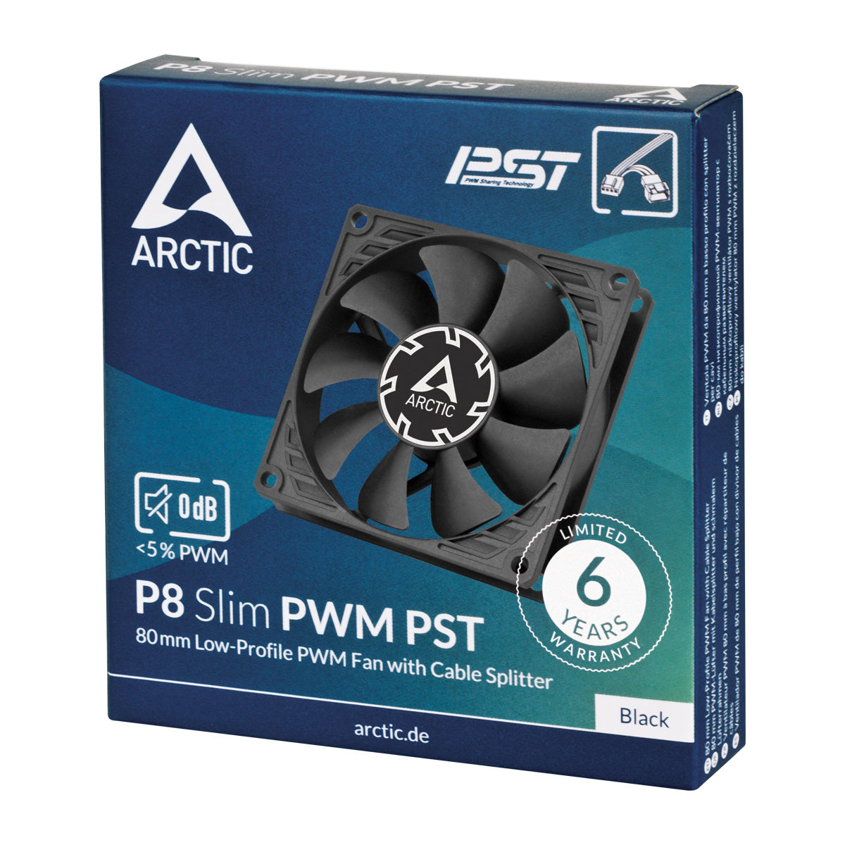 ARCTIC P8 Slim PWM PST Fan 1-pack Sort 80 mm