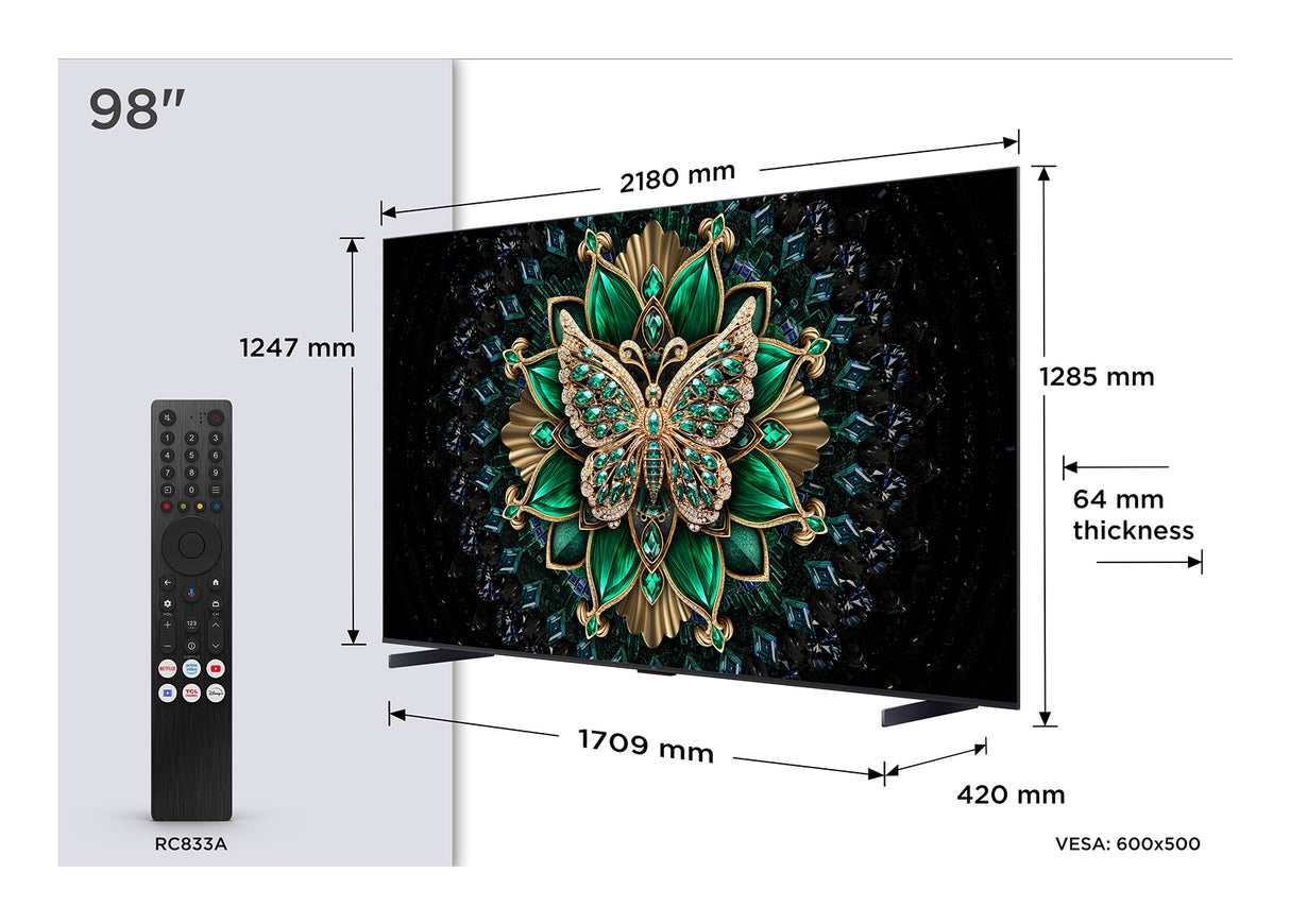 TCL 98C6K QD-Mini LED 4K Google TV