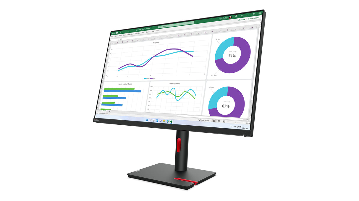 Lenovo ThinkVision T32h-30 LED display 80 cm (31.5") 2560 x 1440 pixel Quad HD Sort