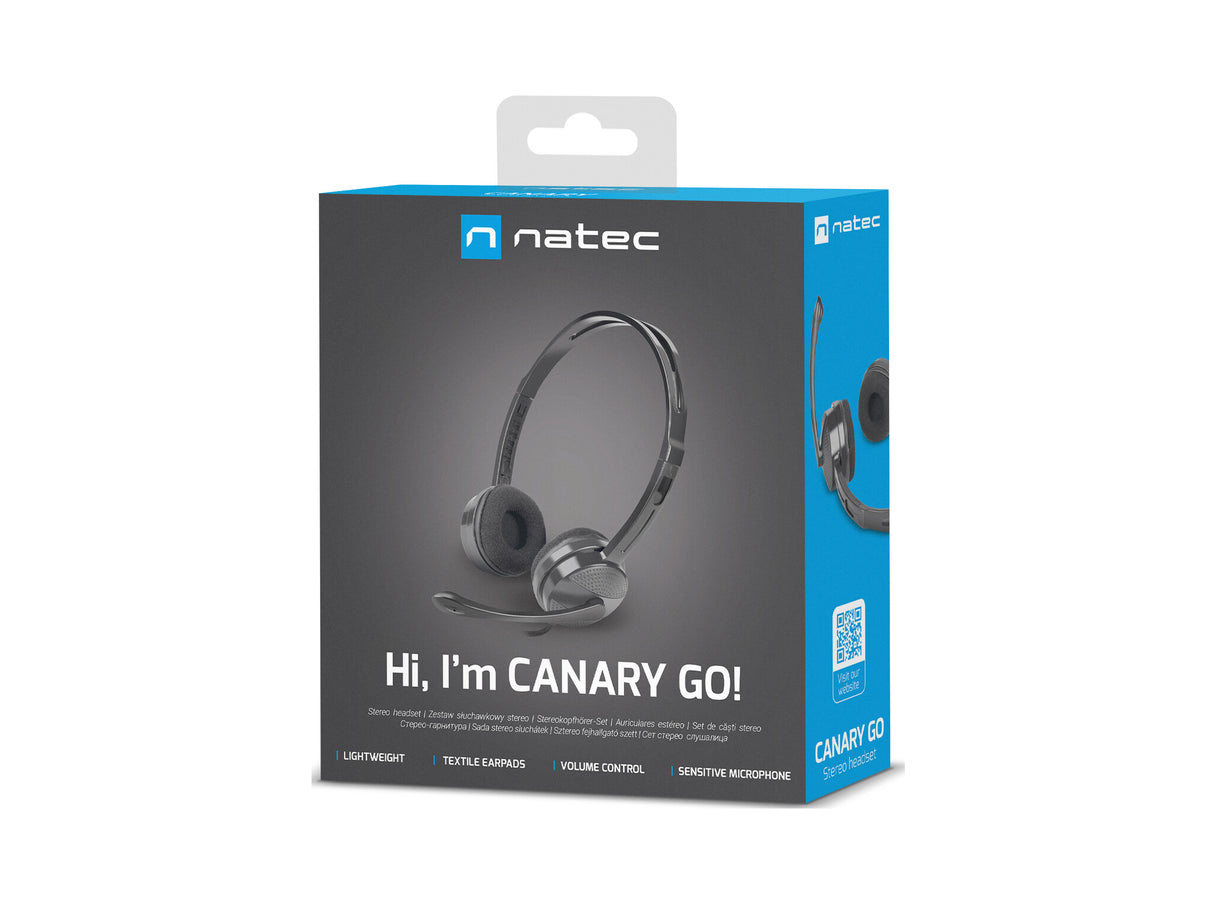 NATEC Canary Go Headset Ledningsført Kontor/Callcenter Sort