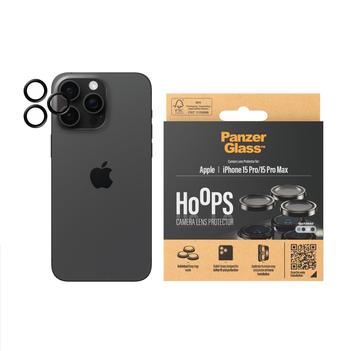PanzerGlass Hoops for iPhone 15 Pro/Pro Max Black