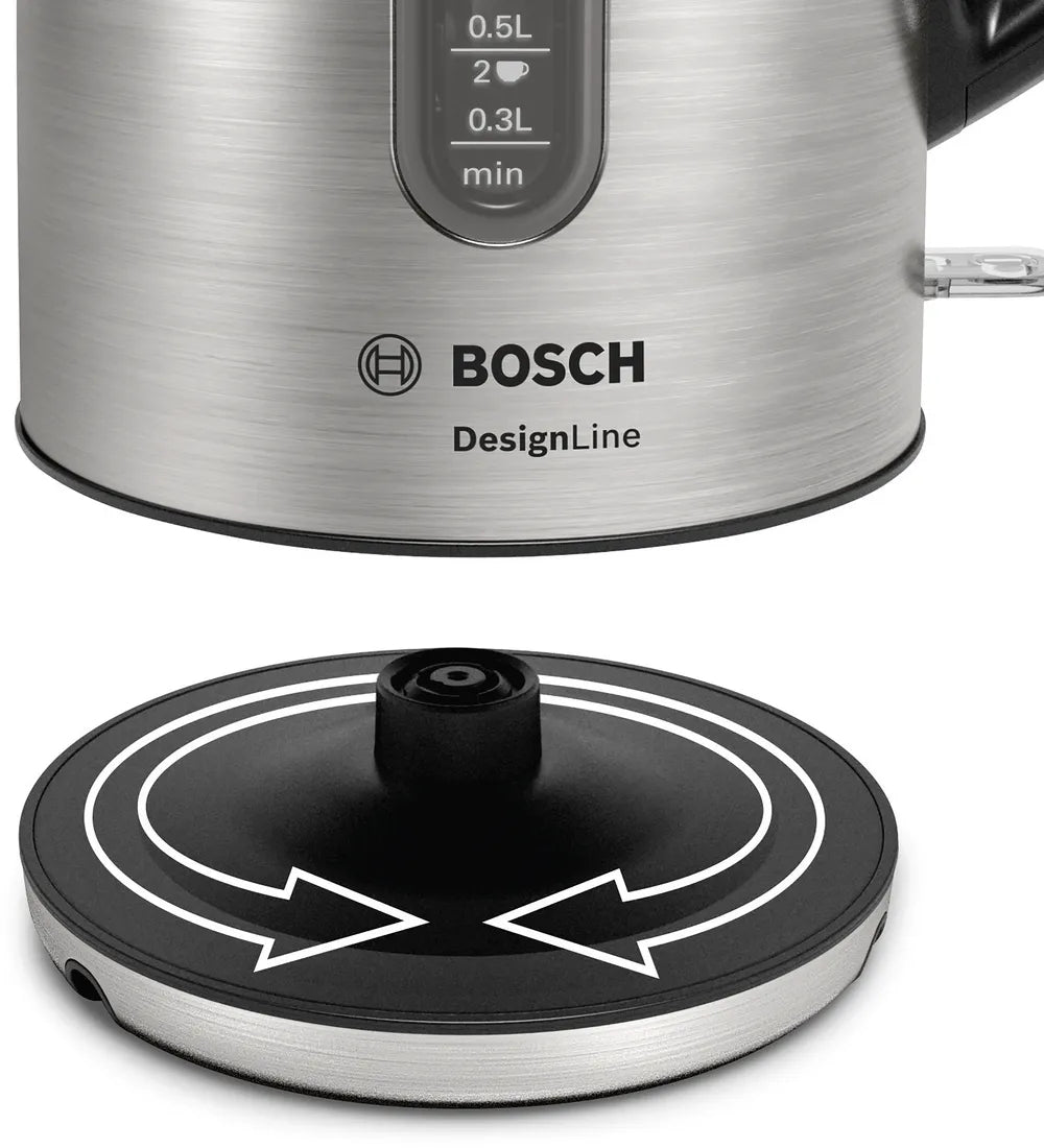 Bosch DesignLine Elkedel 1.7liter 2.4kW Rustfrit stål/sort