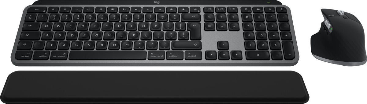 Logitech Master MX Keys S Combo for Mac tastatur Mus inkluderet Hjemme/kontor RF trådløs + Bluetooth QWERTY US International Aluminium, Sort