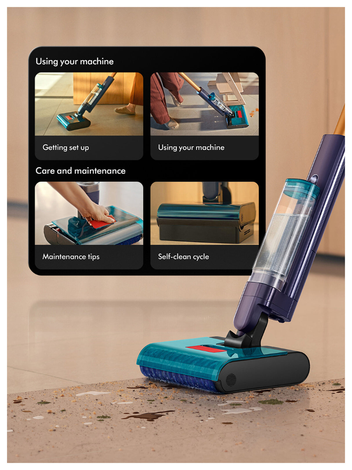 Dyson Clean + Wash Hygiene 2-i-1 stangstøvsuger Batteri Tør&våd Poseløs Blå, Kobberfarve