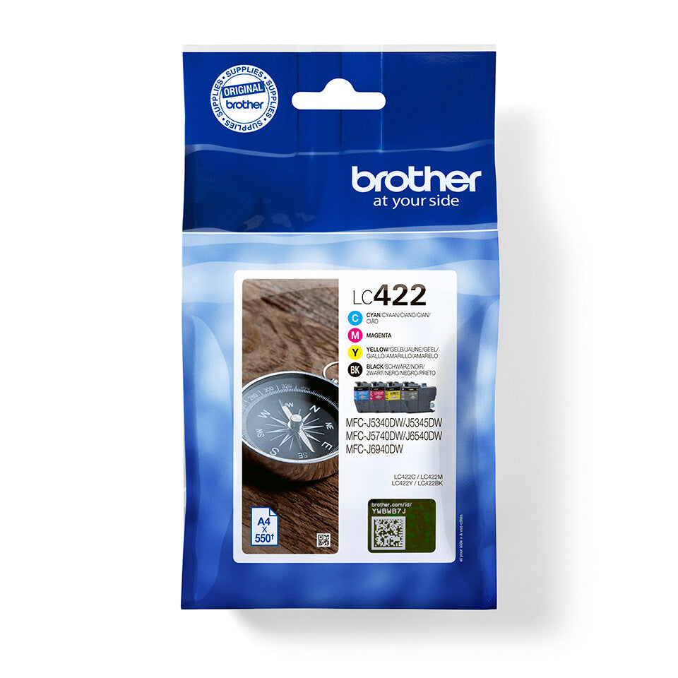 Brother LC422VAL blækpatron 4 stk Original Sort, Blå, Magenta, Gul