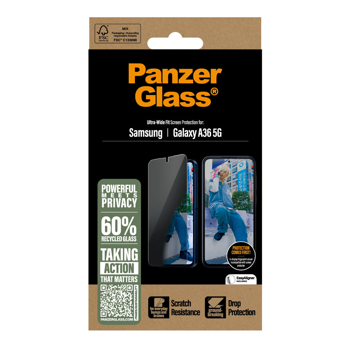 PanzerGlass ® 2-Way Privacy Skærmbeskyttelse Samsung Galaxy A36 5G | Ultra-Wide Fit