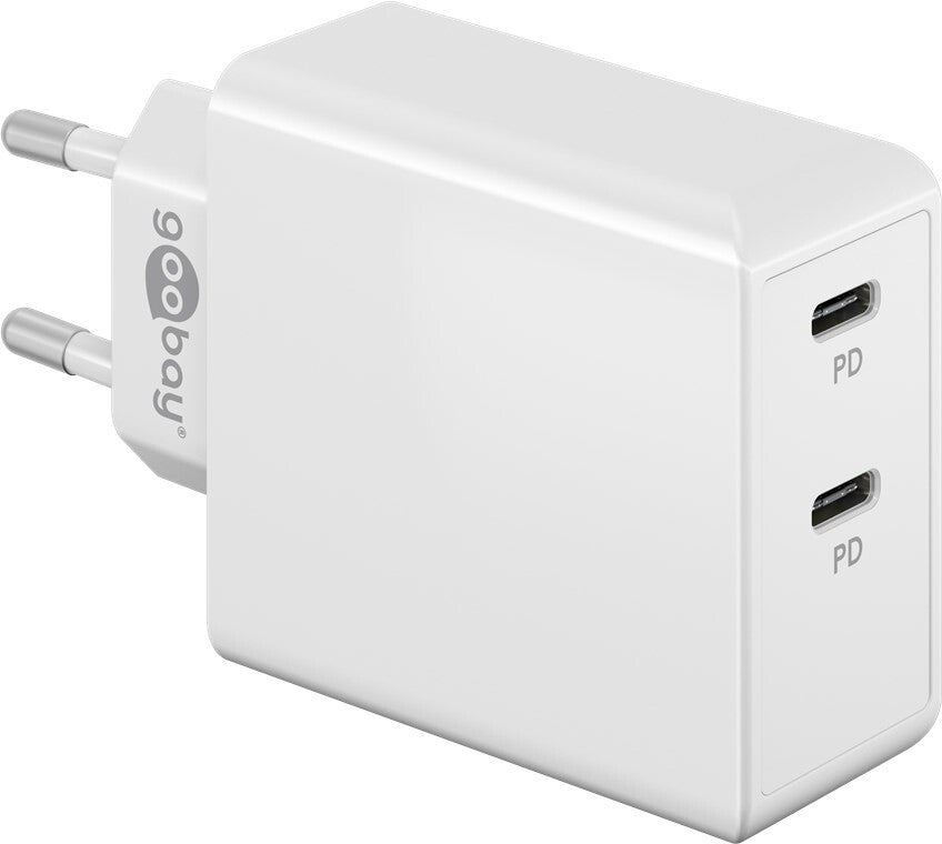 Goobay PD Dual USB-C Hurtigoplader 36W - Hvid