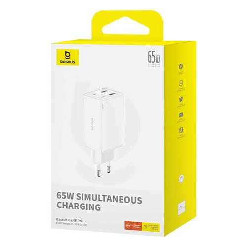 Baseus GAN6 65W ADPTR + 100W C KBL-BYZ mobile device charger PDA, Tablet, Telephone White AC Auto