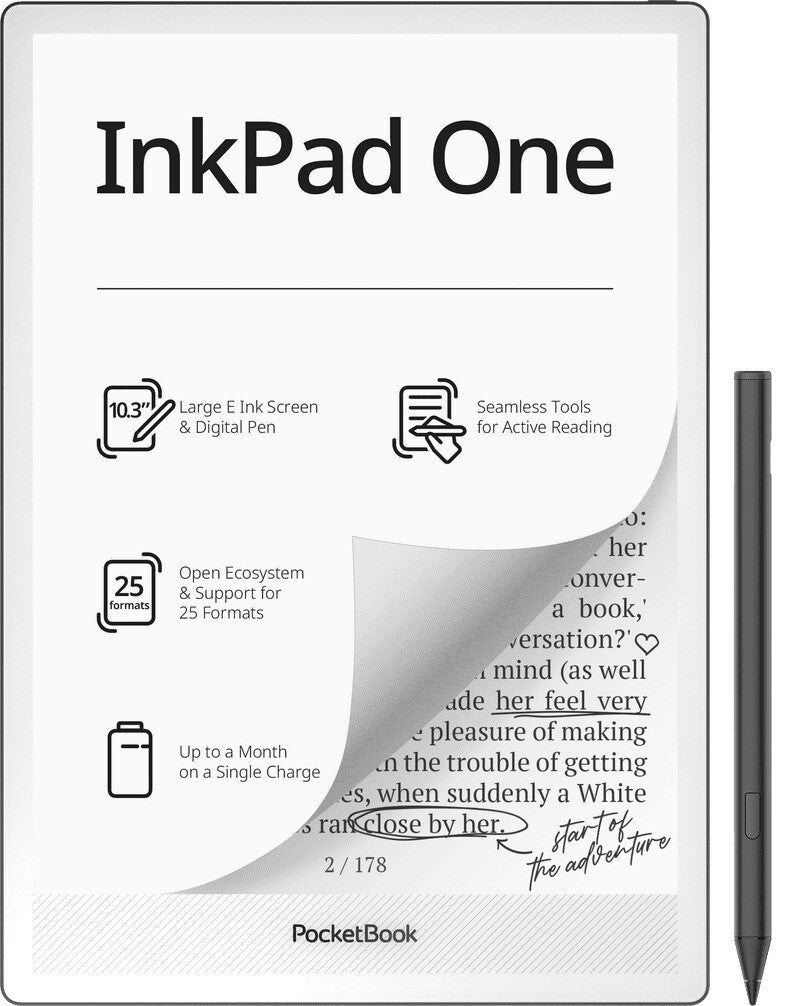 PocketBook InkPad One 1030 10.3 E-ink Mobius 32GB Wi-Fi E-reader - Matte Black