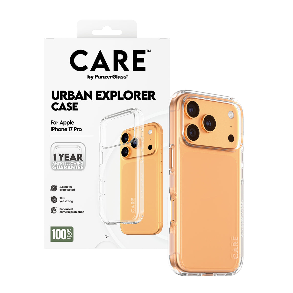 PanzerGlass CARE by ® Flagship Case Transparent Urban Explorer m. Klar Rahmen iPhone 17 Pro