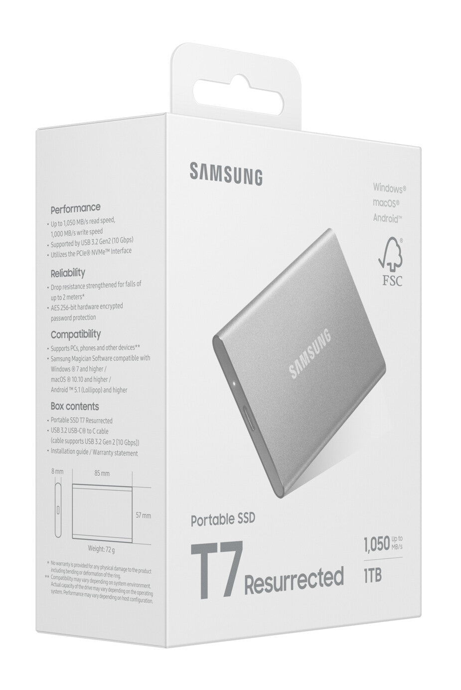 Samsung MU-PD1T0G/WW external solid state drive 1 TB USB Type-C 3.2 Gen 2 (3.1 Gen 2) Silver