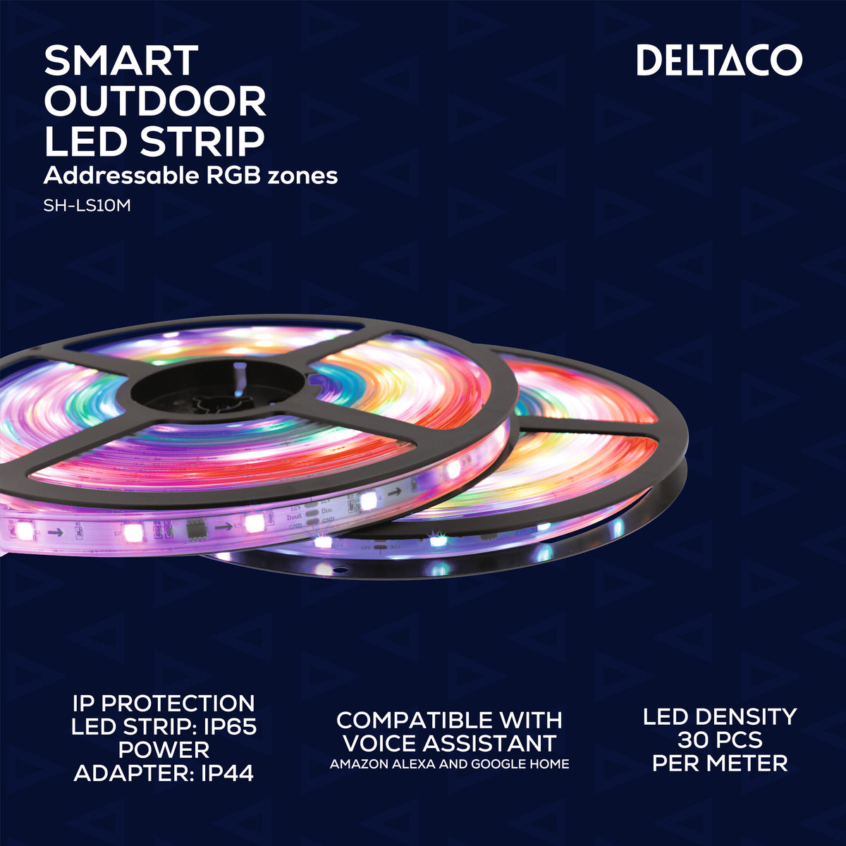 Deltaco Udendørs smart LED-stribe, RGB, 10 m (2 x 5 m)