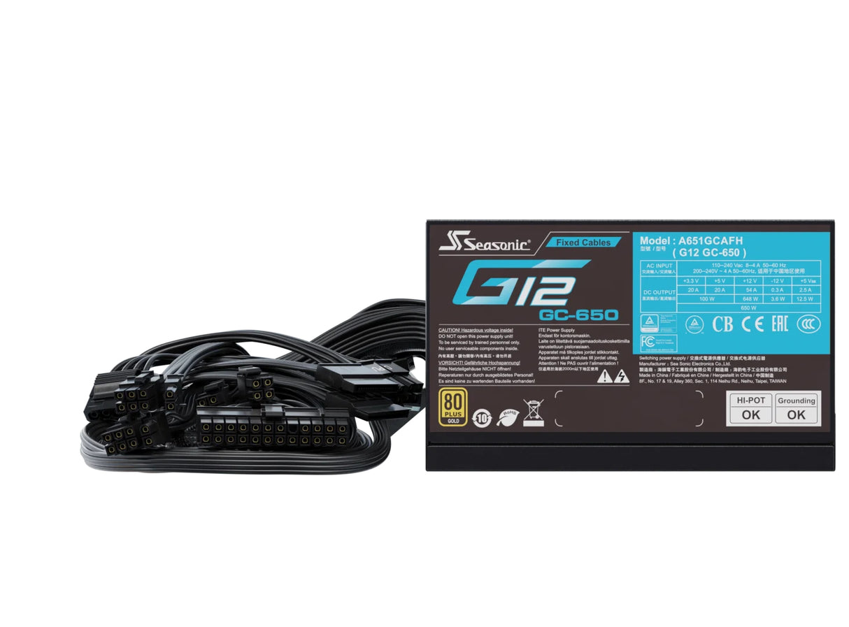 Seasonic Netzteil 650W G12 GC-650 80+Gold enhed til strømforsyning ATX Sort