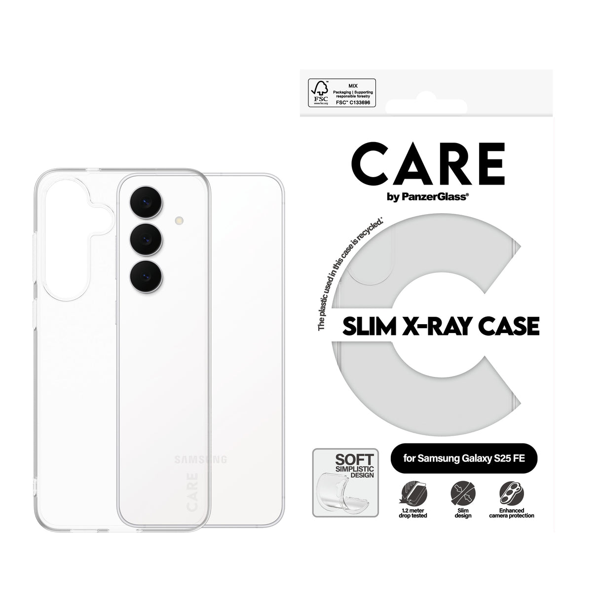 PanzerGlass CARE by Fashionable Case Transparent X-Ray Soft Basic Samsung Galaxy S25 FE 5G Beskyttelsescover Transparent