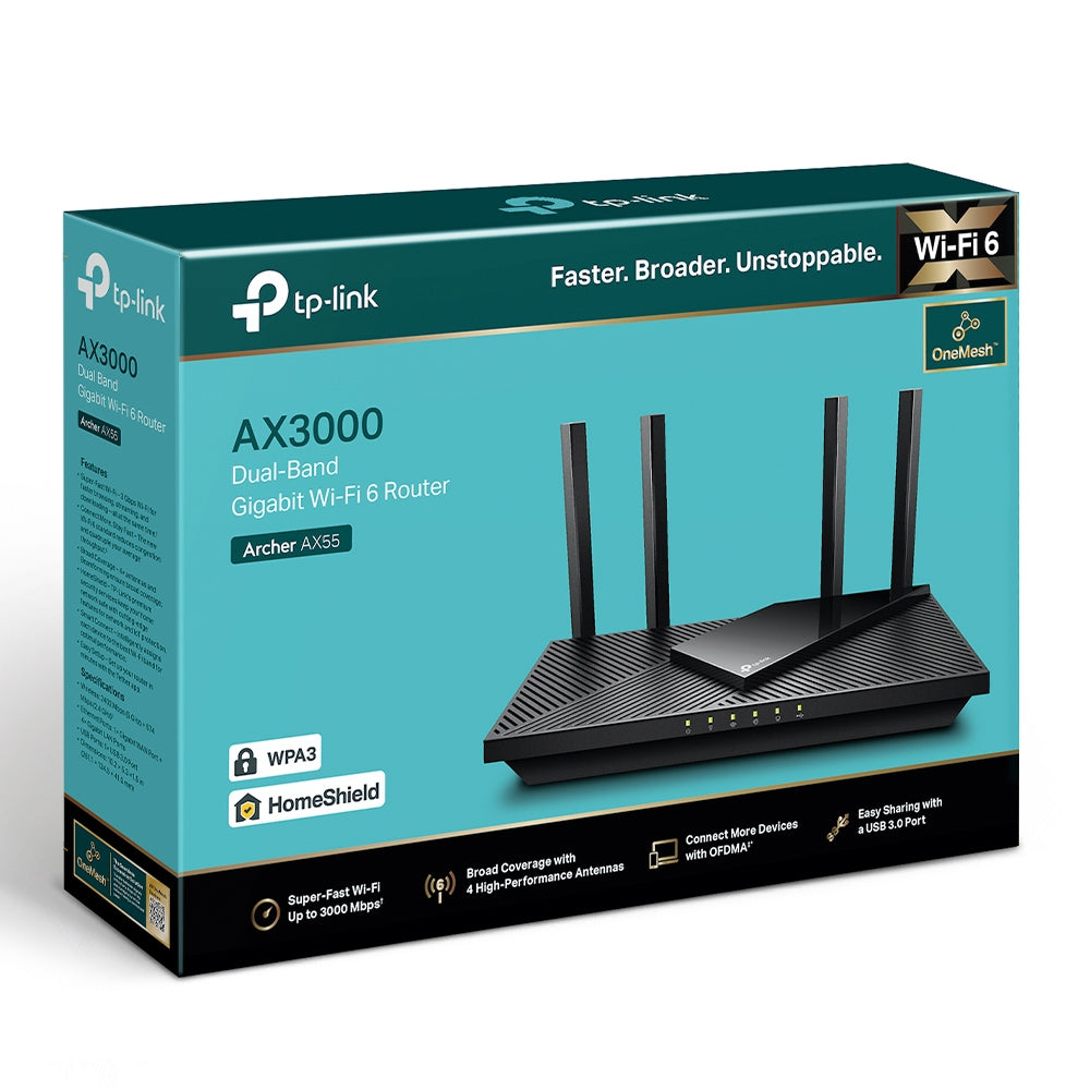 TP-Link Archer AX55 trådløs router Gigabit Ethernet Dual-band (2,4 GHz / 5 GHz) Sort