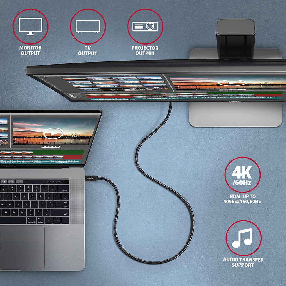 Axagon BUCM32-CM15AB USB-kabel USB 3.2 Gen 2x2 1,5 m USB C 20 Gbit/sek. 100 W Sort