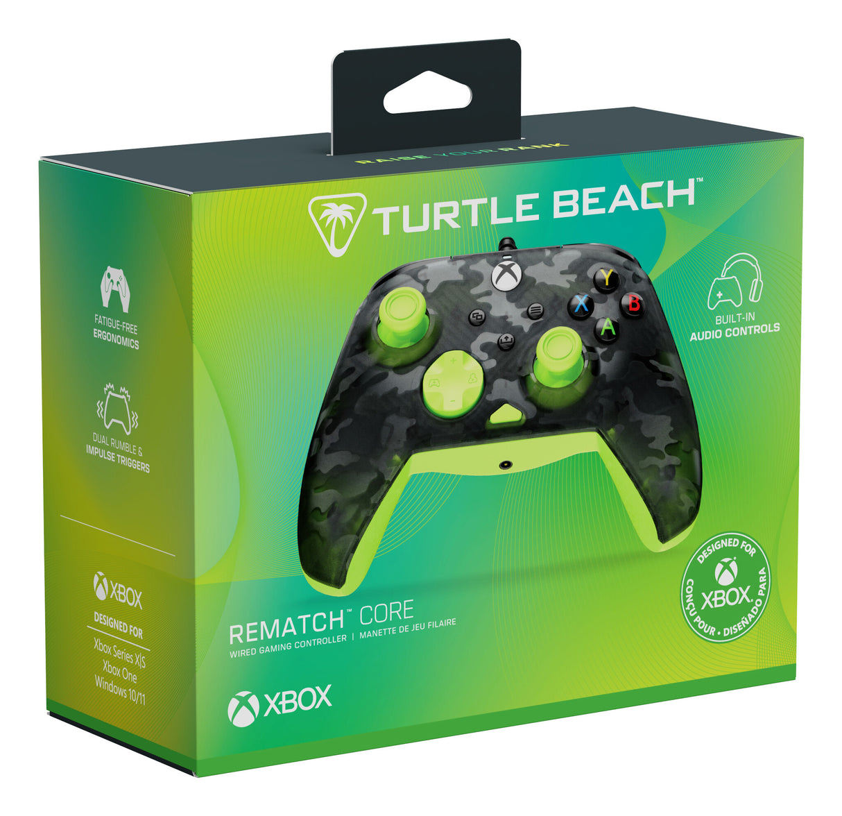 Turtle Beach Rematch Core Sort, Grå, Gul USB Gamepad PC, Xbox, Xbox One, Xbox Series S, Xbox Series X