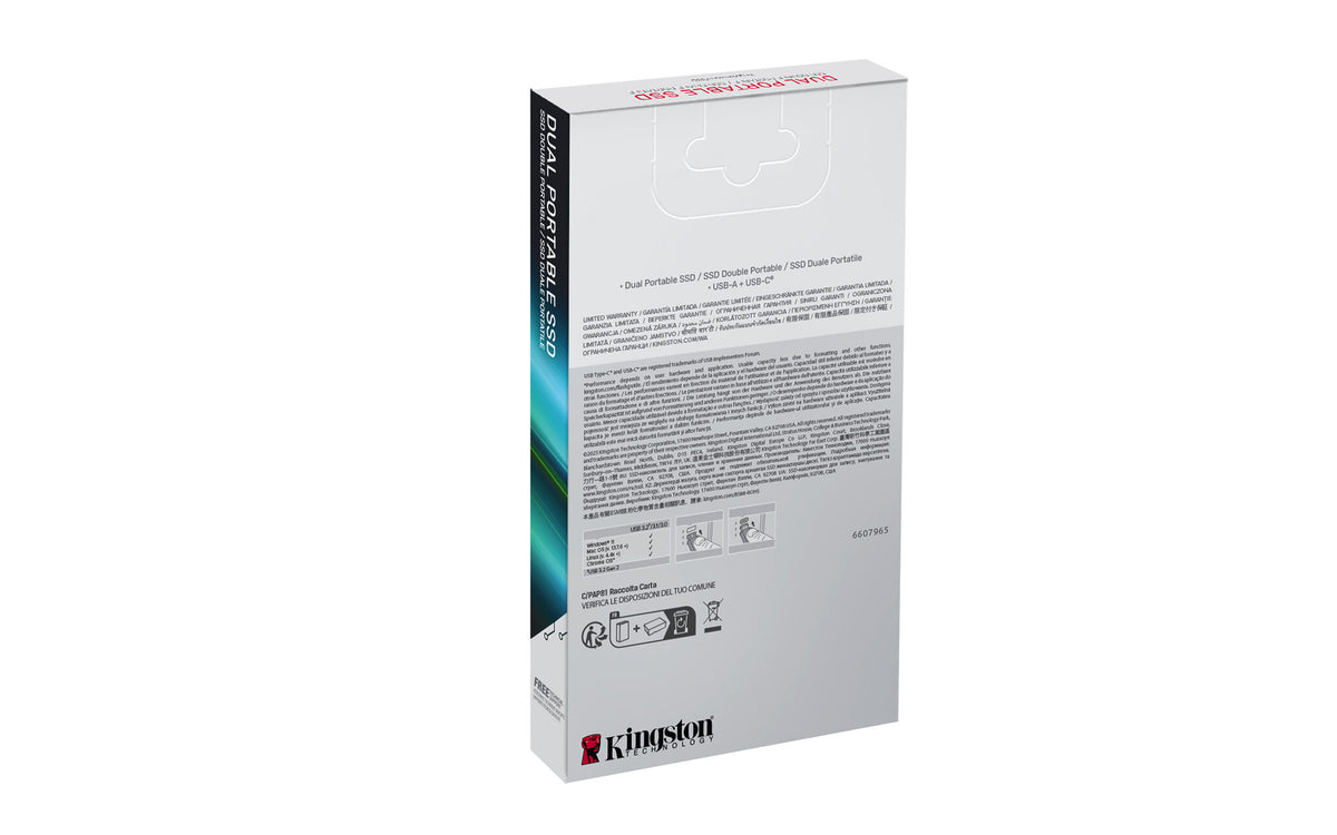Kingston Technology 1TB Dual USB-A/C Portable SSD, Up to 1050MB/s USB 3.2 Gen 2