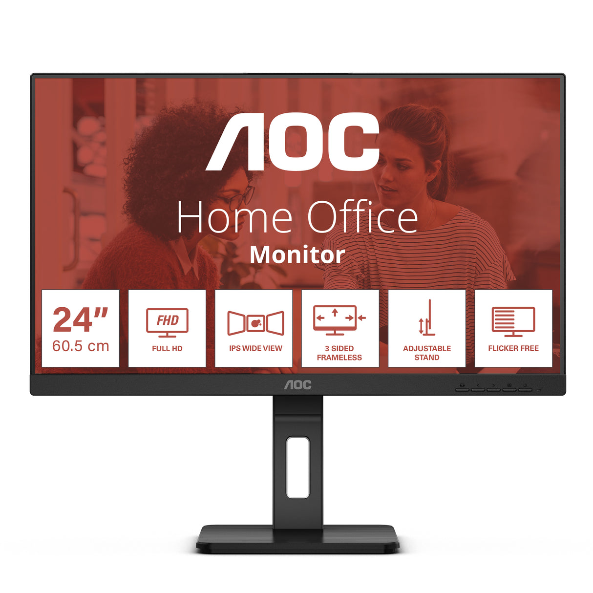 AOC E3 24E3QAF LED display 60,5 cm (23.8") 1920 x 1080 pixel Fuld HD LCD Sort