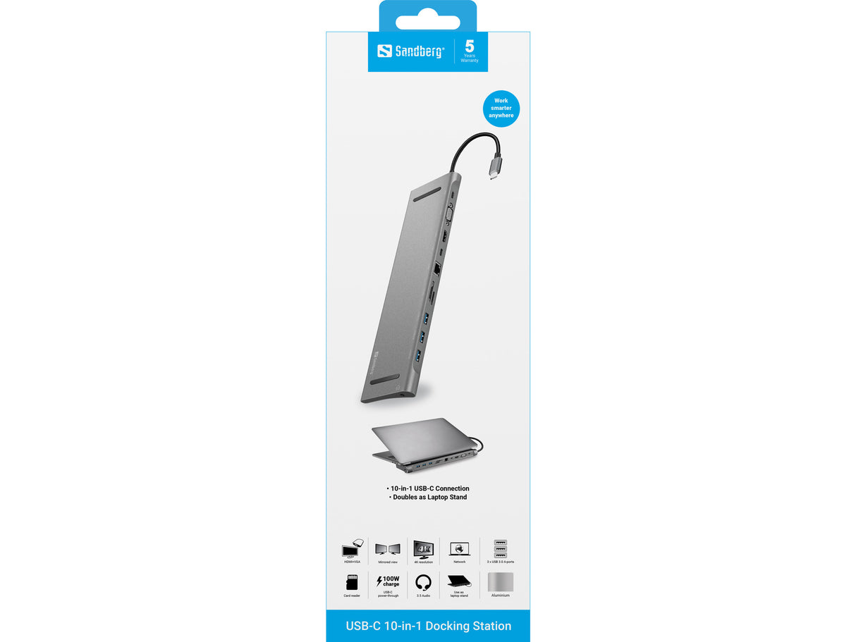 USB-C 10-in-1 Docking Station, Alu