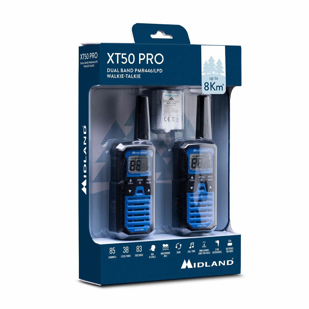 Midland XT50 Pro to-vejs radio 85 kanaler Sort, Blå