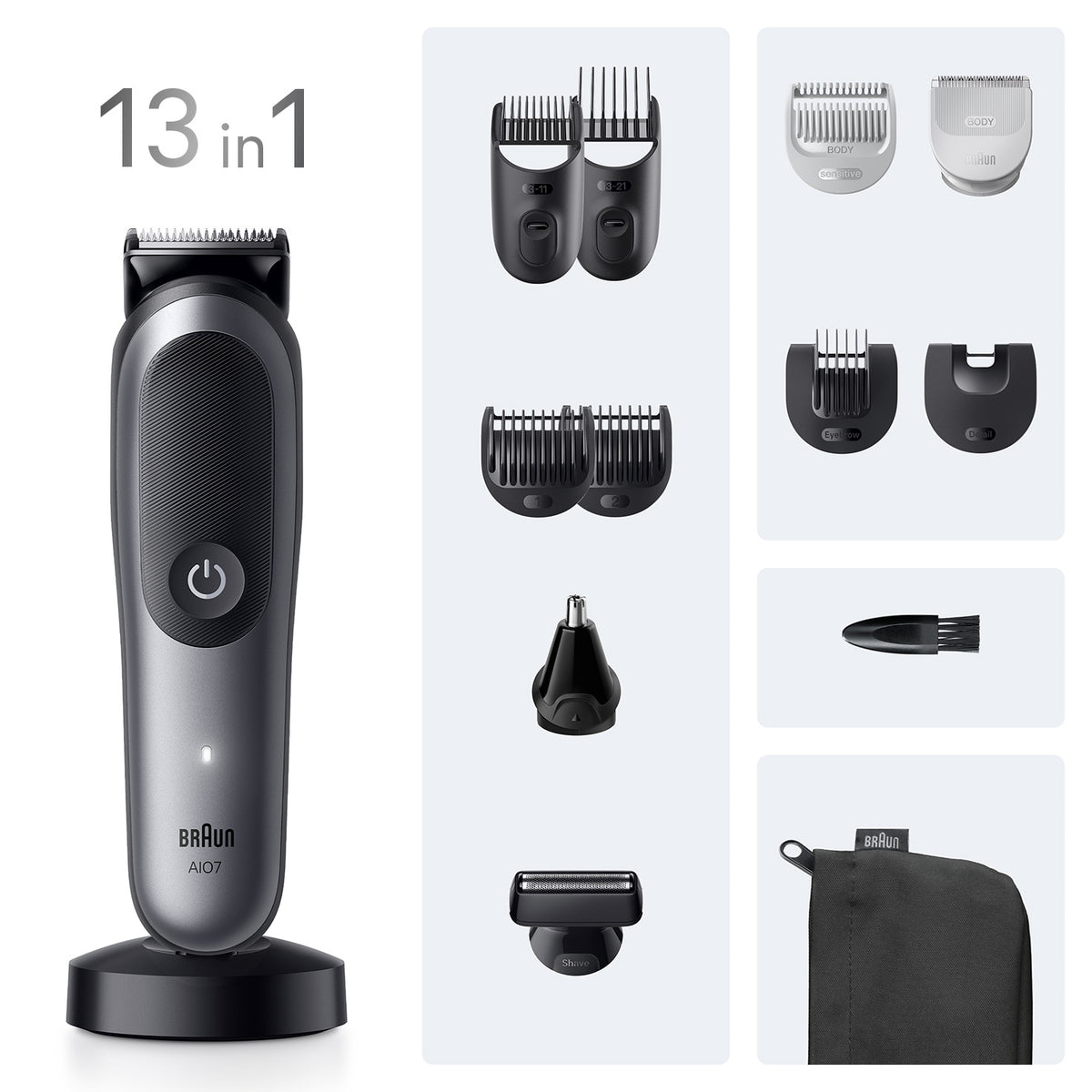 Braun All-in-One Series 7 AIO7560 Trimmer Sort Grå