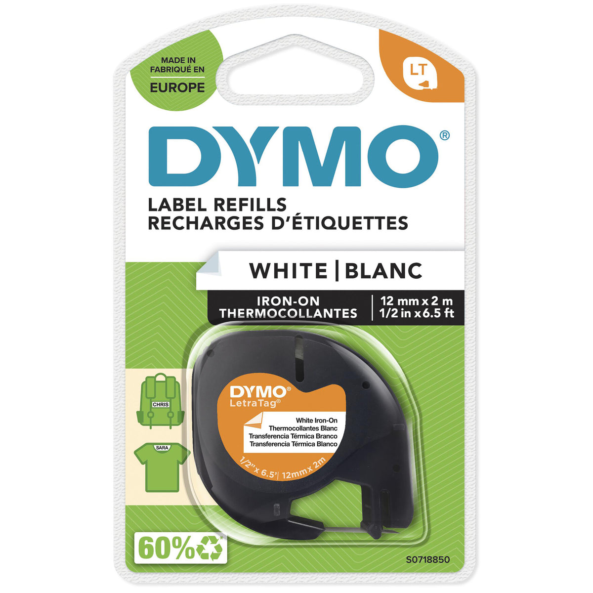 DYMO LetraTAG Stryg-på tape (1,2 cm x 2 m) 1kassette(r) S0718850