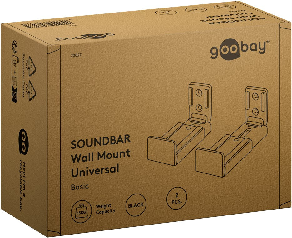 Goobay Basic Universal Soundbar Højtalerbeslag til væg Sort