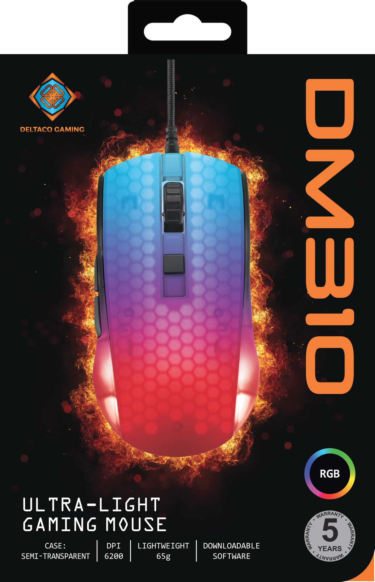 Deltaco Gaming DM310 ultralight mouse, semi-transparent blac