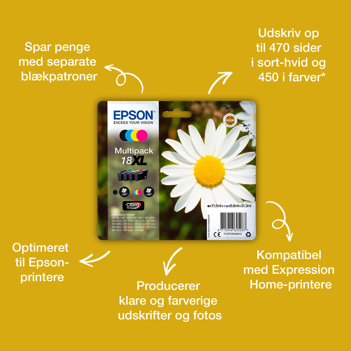 Epson Daisy 18 marguerit Claria Home enkeltpakke sort blæk