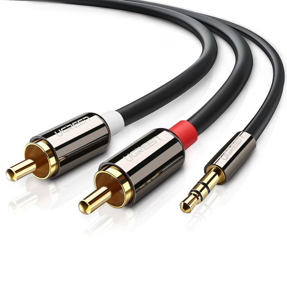 Ugreen 10590 lydkabel 3 m 2 x RCA 3.5mm Sort