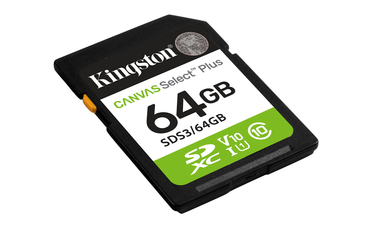 Kingston Technology 64 GB SDXC Canvas Select Plus Gen3 100 MB/s C10 UHS-I U1 V10