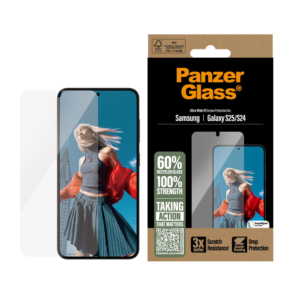 PanzerGlass ® Skærmbeskyttelse Samsung Galaxy S25 | S24 | Ultra-Wide Fit